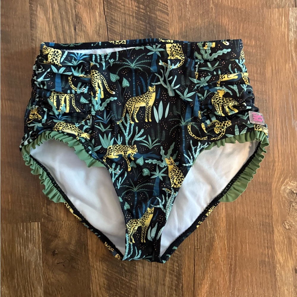 Ruffle Butts Safari Print Bikini Bottoms - Black and Yellow